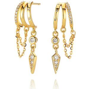 Gold and Silver Chain Drop Earrings